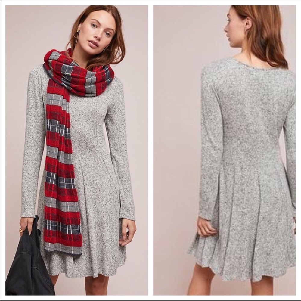 Anthropologie-Dolan-Heathered Grey Fleece Dress